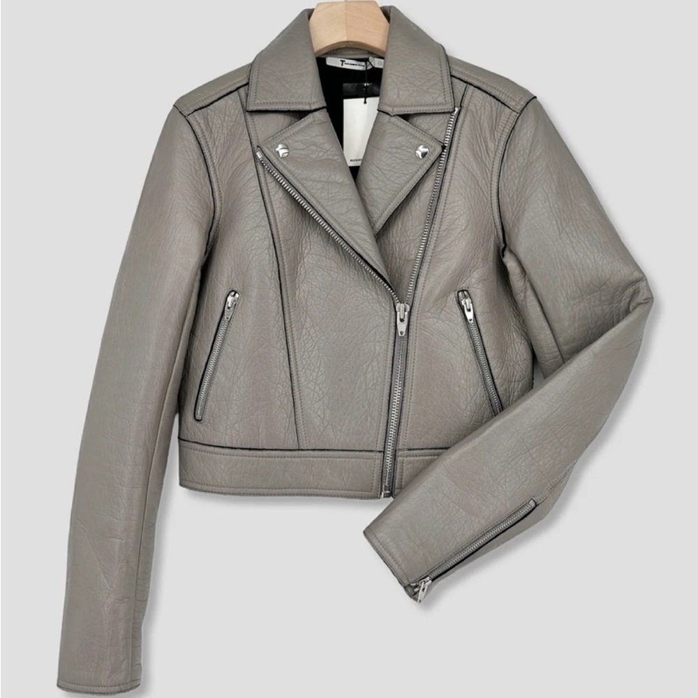 New T Alexander Wang Grey Leather Jacket